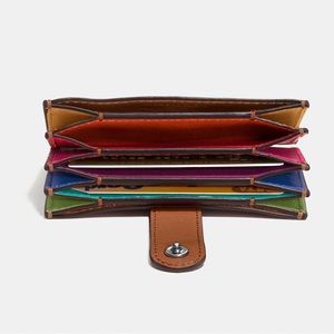 COACH 1941 Accordian Card Case Saddle/Rainbow